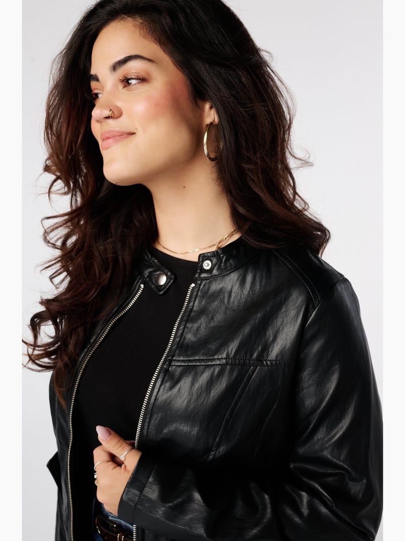 Ms mode veste en similicuir Noir - Kiabi
