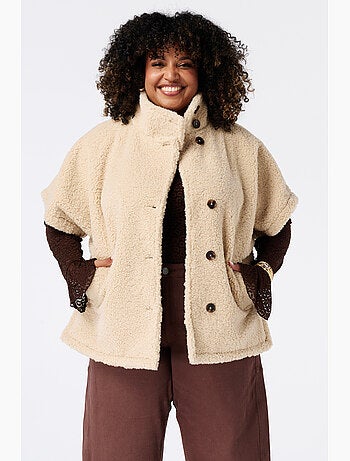 Ms mode veste teddy à manches courtes