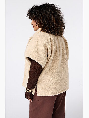 Ms mode veste teddy à manches courtes