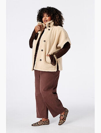 Ms mode veste teddy à manches courtes