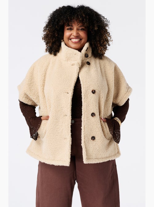 Ms mode veste teddy à manches courtes - Kiabi