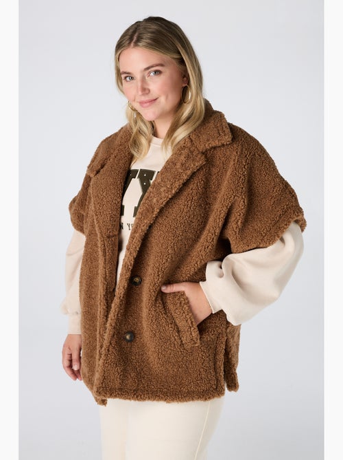 Ms mode veste teddy à manches courtes - Kiabi