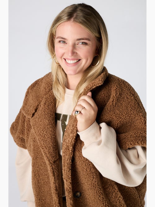 Ms mode veste teddy à manches courtes - Kiabi