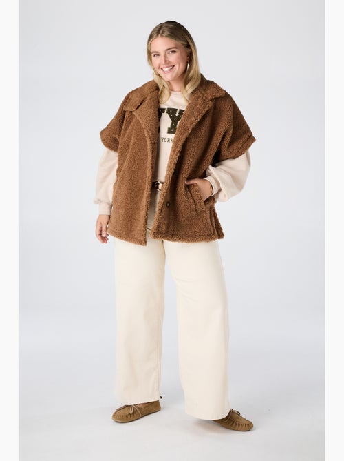 Ms mode veste teddy à manches courtes - Kiabi