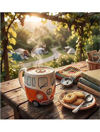 Mug Camping Car combi orange 14 cm