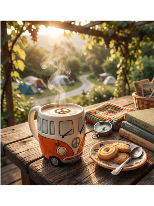 Mug Camping Car combi orange 14 cm - Kiabi