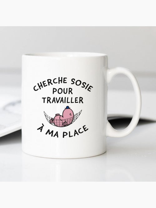 Mug CHERCHE SOSIE POUR TRAVAILLER A MA PLACE - Kiabi