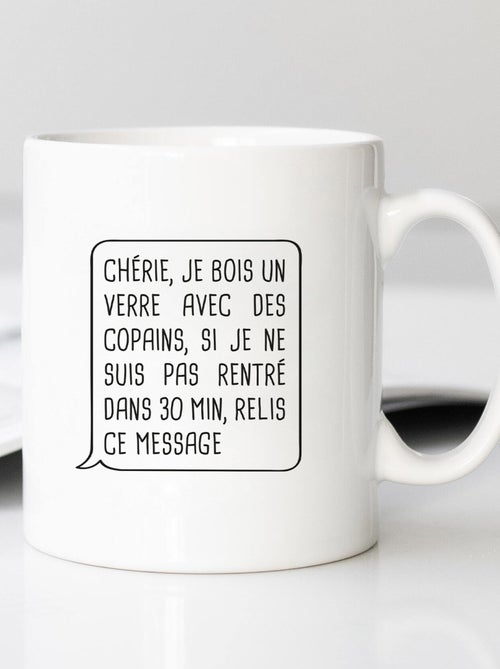 Mug CHÉRIE, JE BOIS UN VERRE AVEC DES COPAINS - Kiabi