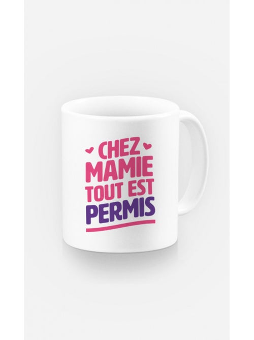 Mug CHEZ MAMIE TOUT EST PERMIS - Kiabi Mug CHEZ MAMIE TOUT EST PERMIS - Kiabi