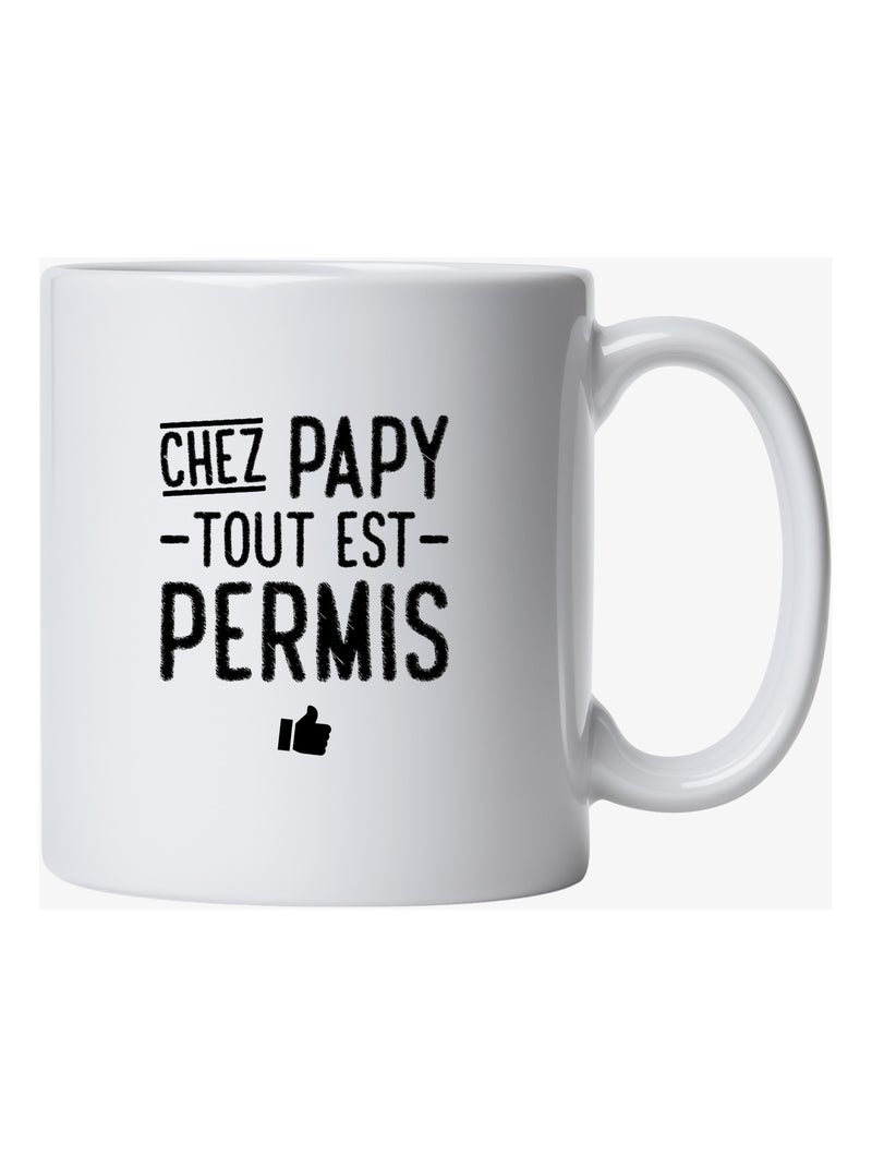 Mug CHEZ PAPY TOUT EST PERMIS Blanc - Kiabi