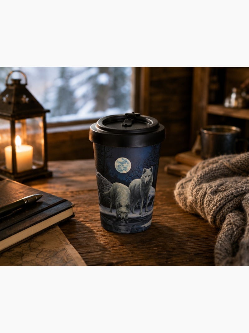 Mug de Voyage Loups Clair de Lune 400 ml Ambiance mystique Bleu - Kiabi