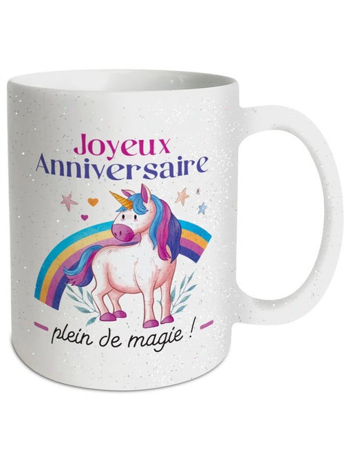 Mug décoratif anniversaire licorne en céramique 320 ml - Kiabi