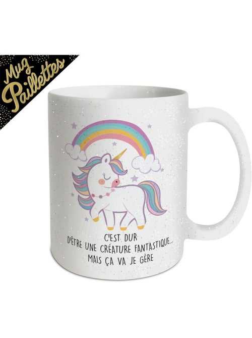 Mug décoratif en céramique à paillettes licorne - Kiabi
