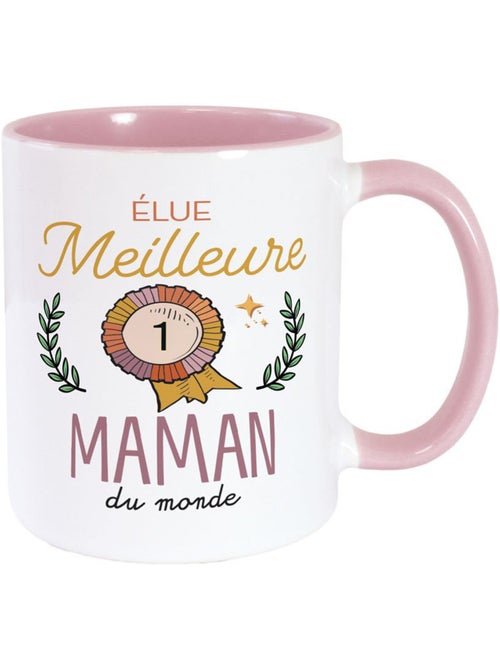 Mug décoratif rose en céramique Elected Best Mom of the world - Kiabi
