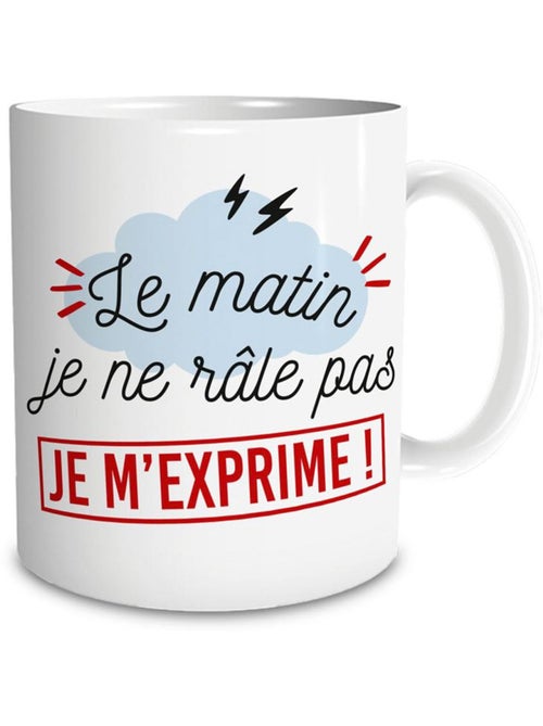 Mug en céramique avec anse - Le matin je ne râle pas - 320 ml - Kiabi