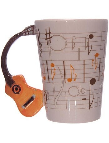 Mug en céramique avec anse guitare orange 10 cm