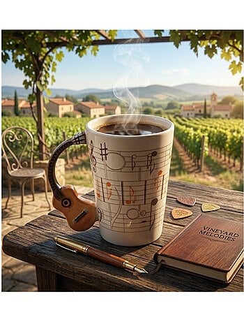 Mug en céramique avec anse guitare orange 10 cm