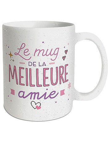 Mug en céramique 'Best Friend' paillettes recto-verso – 320 ml