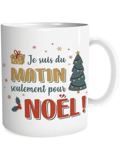Mug en céramique de Noël STC - Je suis du matin seulement pour Noël - Kiabi Mug en céramique de Noël STC - Je suis du matin seulement pour Noël - Kiabi