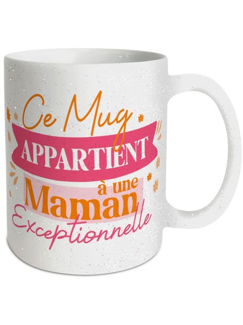 Mug en céramique décor paillettes 320 ml Maman Exceptionnelle - Kiabi
