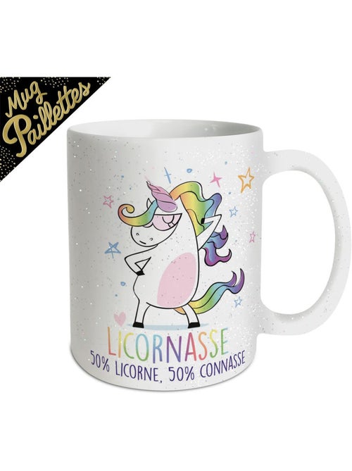Mug en céramique 'Licornasse' effet glitter 9 x 8 cm - Kiabi