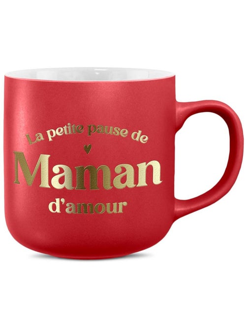 Mug en céramique mat corail 'Maman d'amour' – 9 cm - Kiabi
