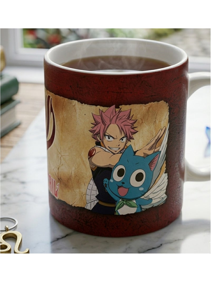 Mug en céramique Natsu, Lucy et Happy Fairy trail 9 cm Rouge - Kiabi