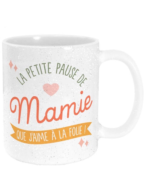 Mug en céramique pailleté 320 ml La petite pause de mamie - Kiabi