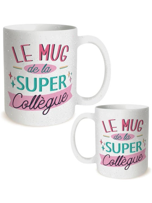 Mug en céramique pailletée recto-verso 320 ml Le mug de la super collègue - Kiabi