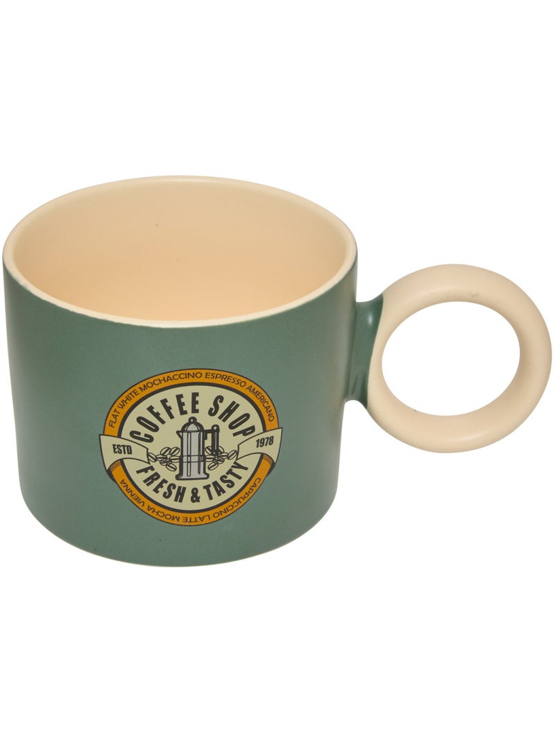 Mug en grès anse ronde 360ml CENTRAL PARK Vert - Kiabi
