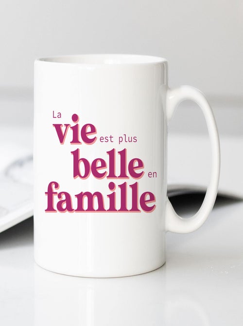 Mug LA VIE EST PLUS BELLE EN FAMILLE ROSE - Kiabi