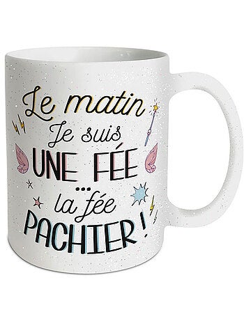 Mug pailletée en céramique 320 ml - Le matin je suis une fée