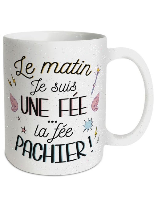 Mug pailletée en céramique 320 ml - Le matin je suis une fée - Kiabi