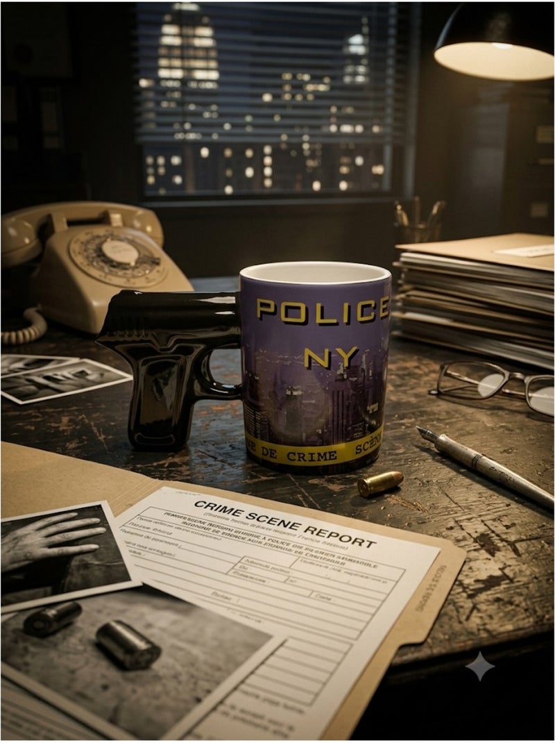 Mug Police NY avec anse pistolet 10 cm Bleu - Kiabi