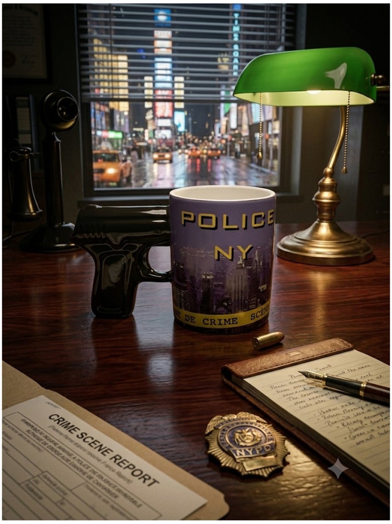 Mug Police NY avec anse pistolet 10 cm Bleu - Kiabi