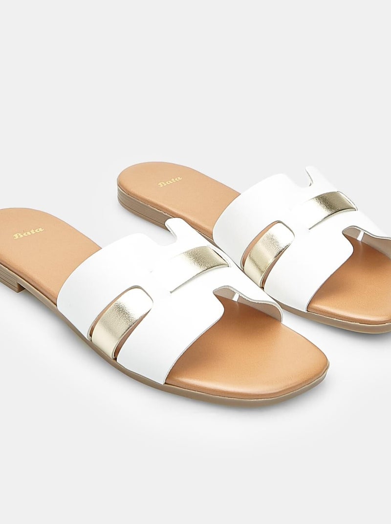 Mule avec bande Bata Blanc - Kiabi