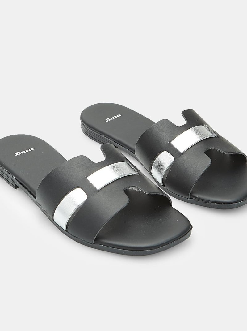 Mule avec bande Bata Noir - Kiabi
