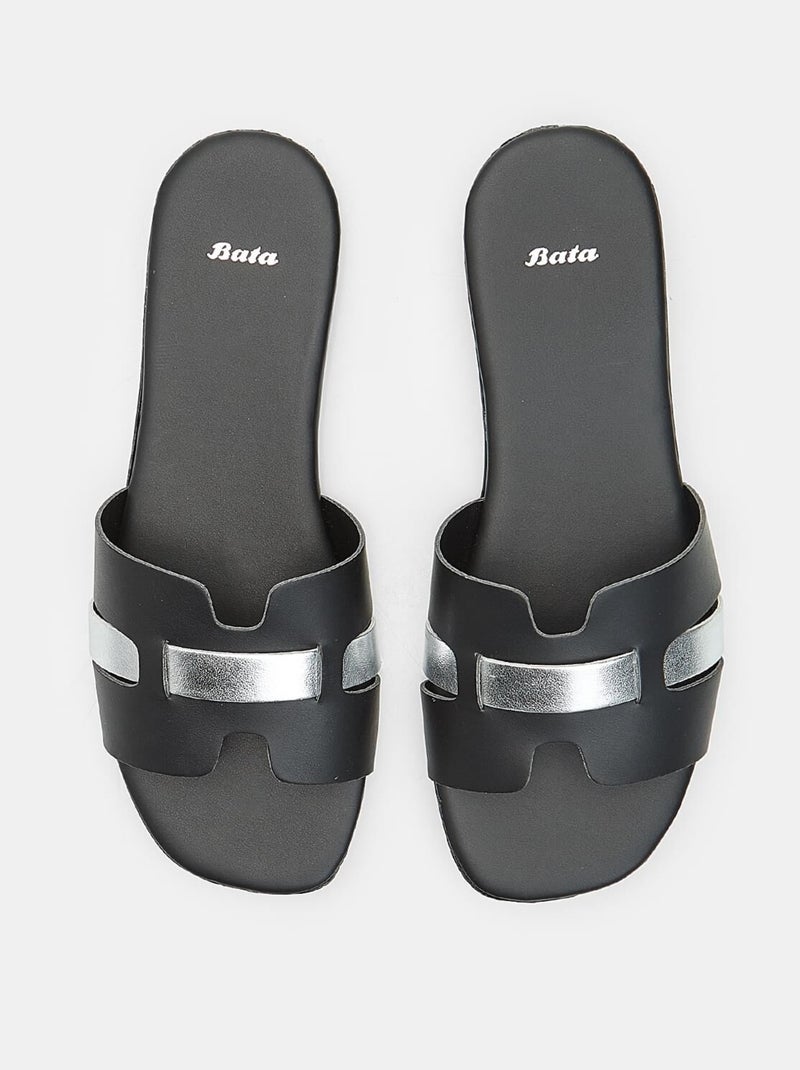 Mule avec bande Bata Noir - Kiabi