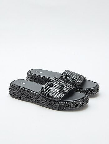 Mule compensée imitation paille