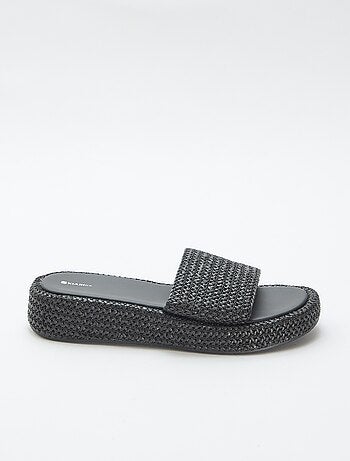 Mule compensée imitation paille