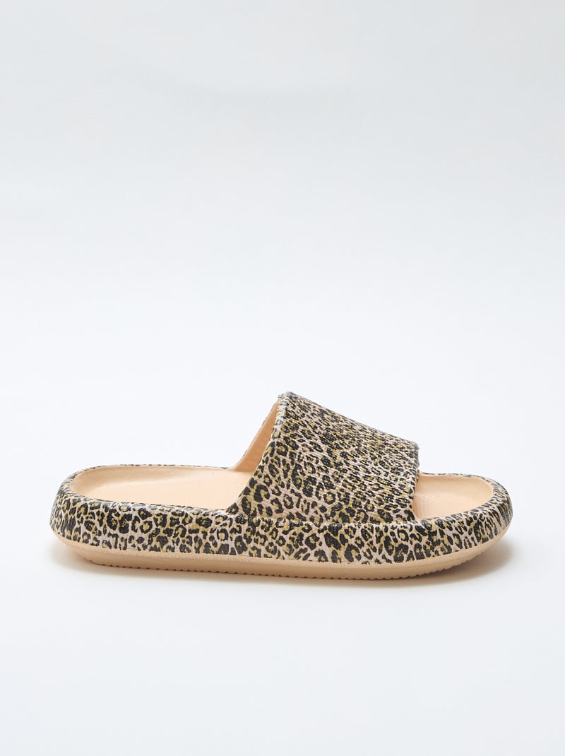 Mule de piscine imprimé léopard Beige - Kiabi