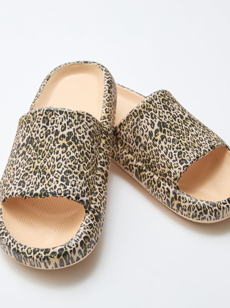 Mule de piscine imprimé léopard Beige - Kiabi