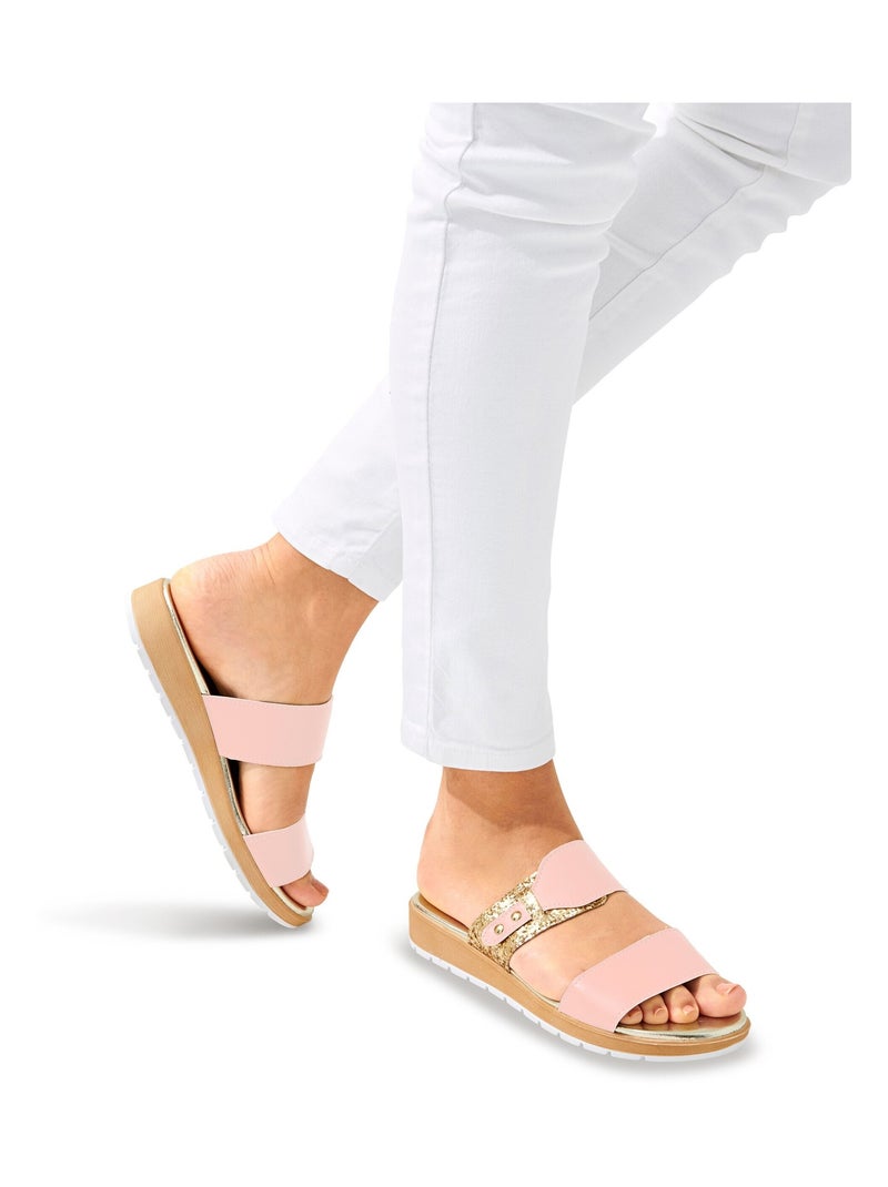 Mule pailletée largeur confort - Afibel Rose - Kiabi