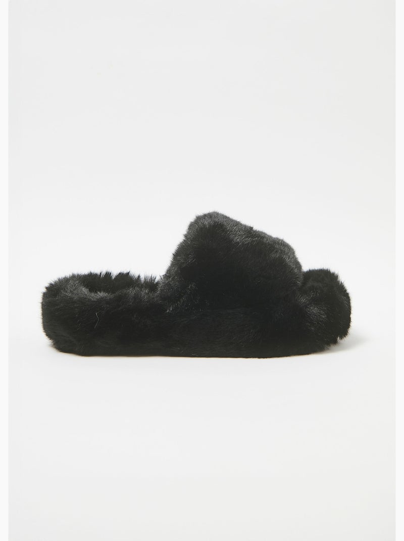 Mule tendance en fausse fourrure - AFIBEL Noir - Kiabi