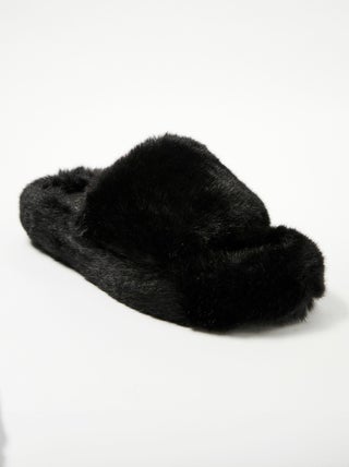 Mule tendance en fausse fourrure