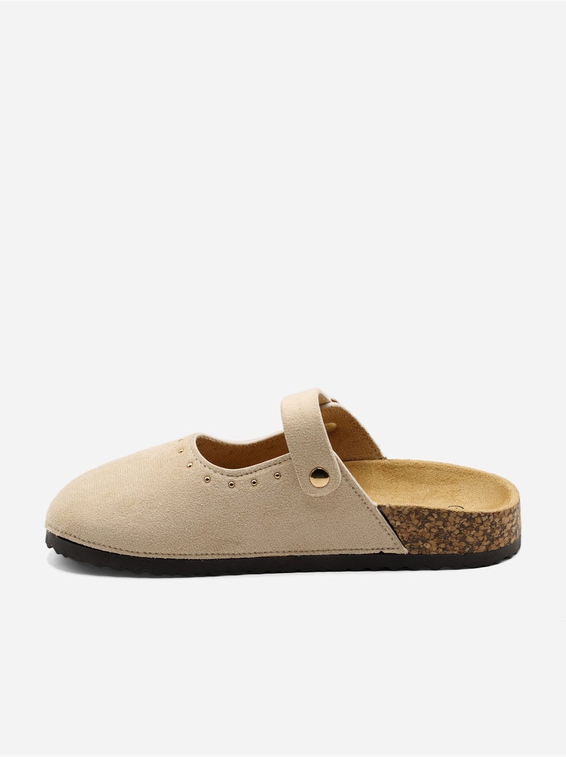 Mules à ardillon clouté Crème - Kiabi