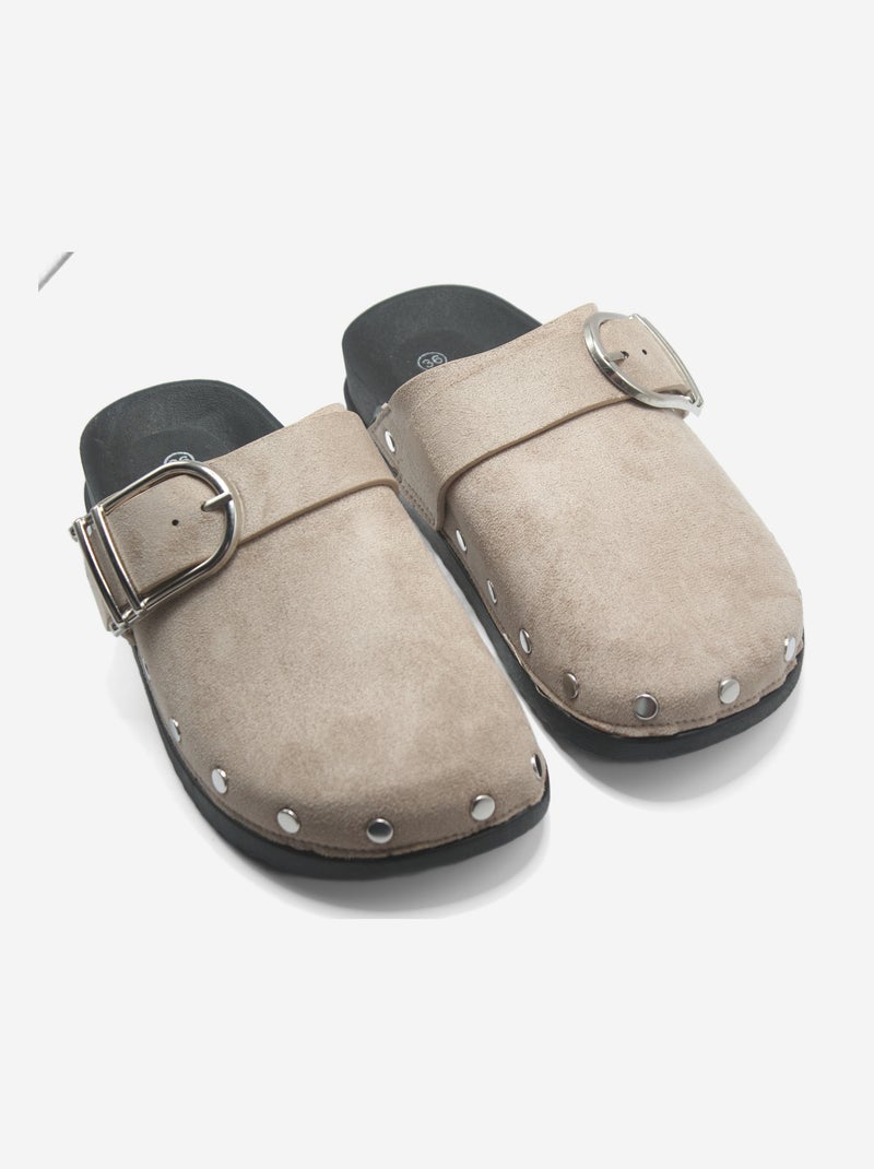 Mules à ardillon clouté Kaki - Kiabi