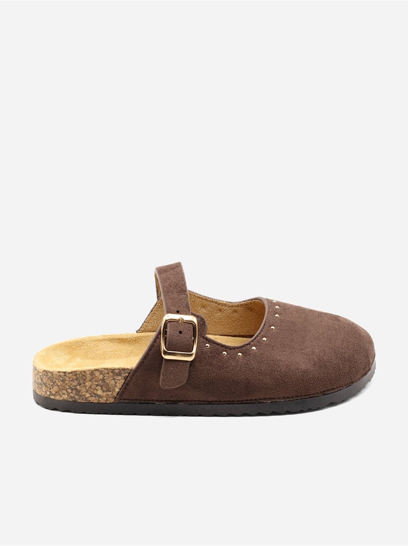 Mules à ardillon clouté Marron - Kiabi