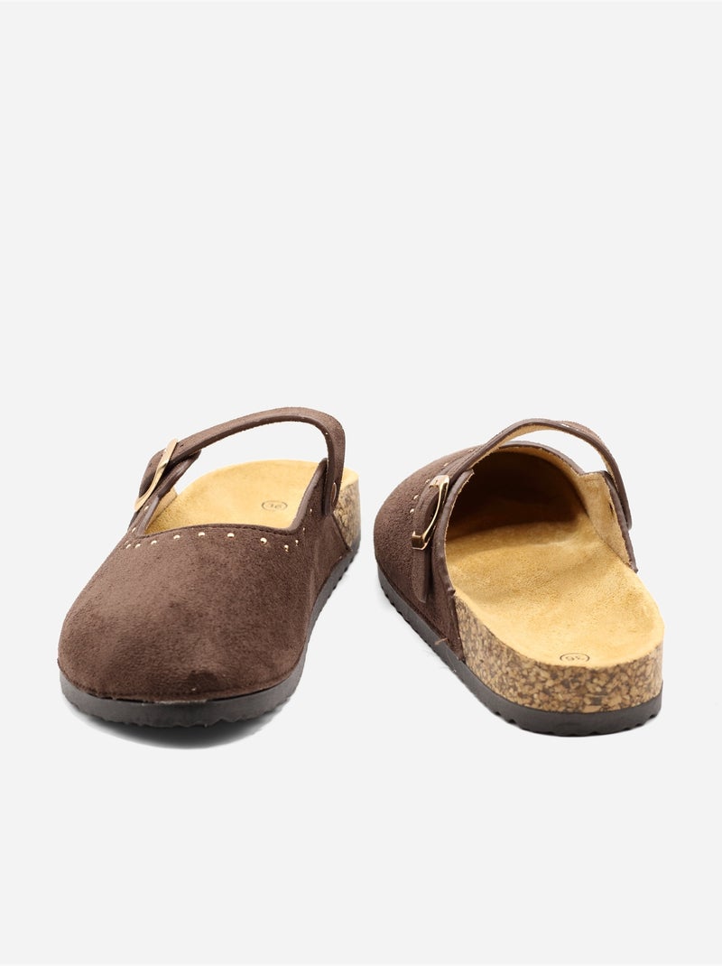 Mules à ardillon clouté Marron - Kiabi