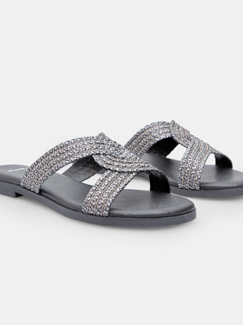 Mules à bandes entrelacées BATA Noir - Kiabi